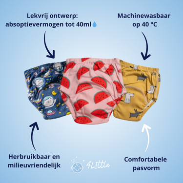 Potty Trainingsluiers | 6-laags herbruikbare broekjes 2+ – Maak zindelijkheidstraining eenvoudig en leuk 2